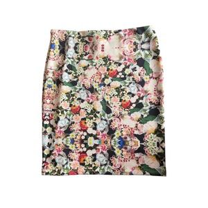 Open Gates Women's Pencil Skirt Watercolor Floral Large Pull on Multicolor OS301